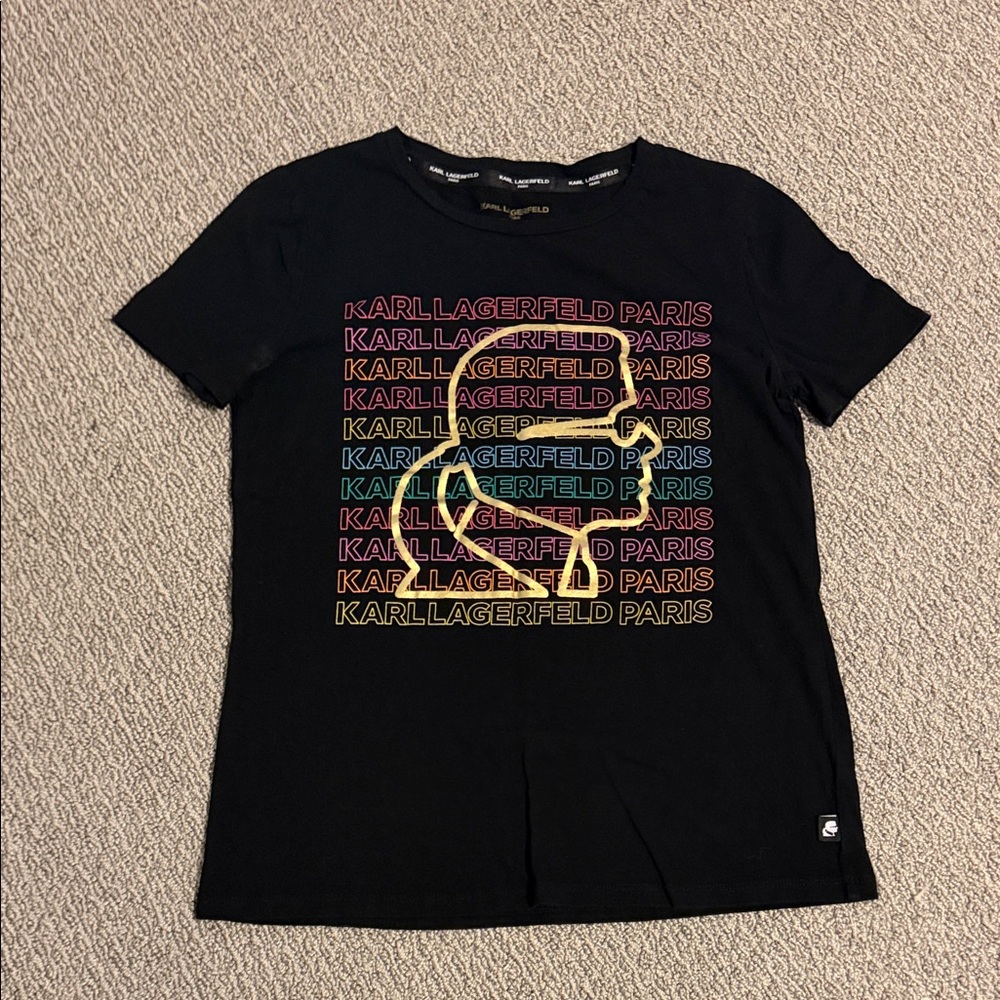 Karl Lagerfeld Kids Black Rainbow Logo Tee